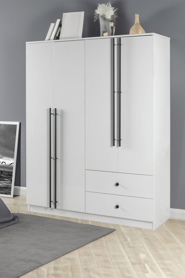 NELL 4 KAPAKLI DOLAP (140CM) (BEYAZ)