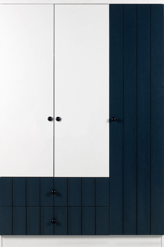 YOKO 3 KAPAKLI DOLAP (120CM) (BEYAZ-MAVI)