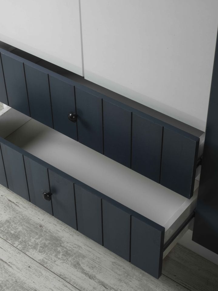 YOKO 3 KAPAKLI DOLAP (120CM) (BEYAZ-MAVI)