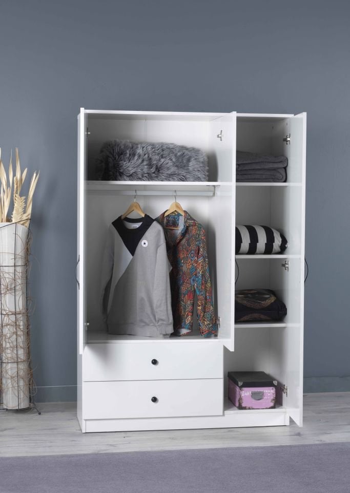 ENNA 3 KAPAKLI DOLAP (120CM) (BEYAZ)