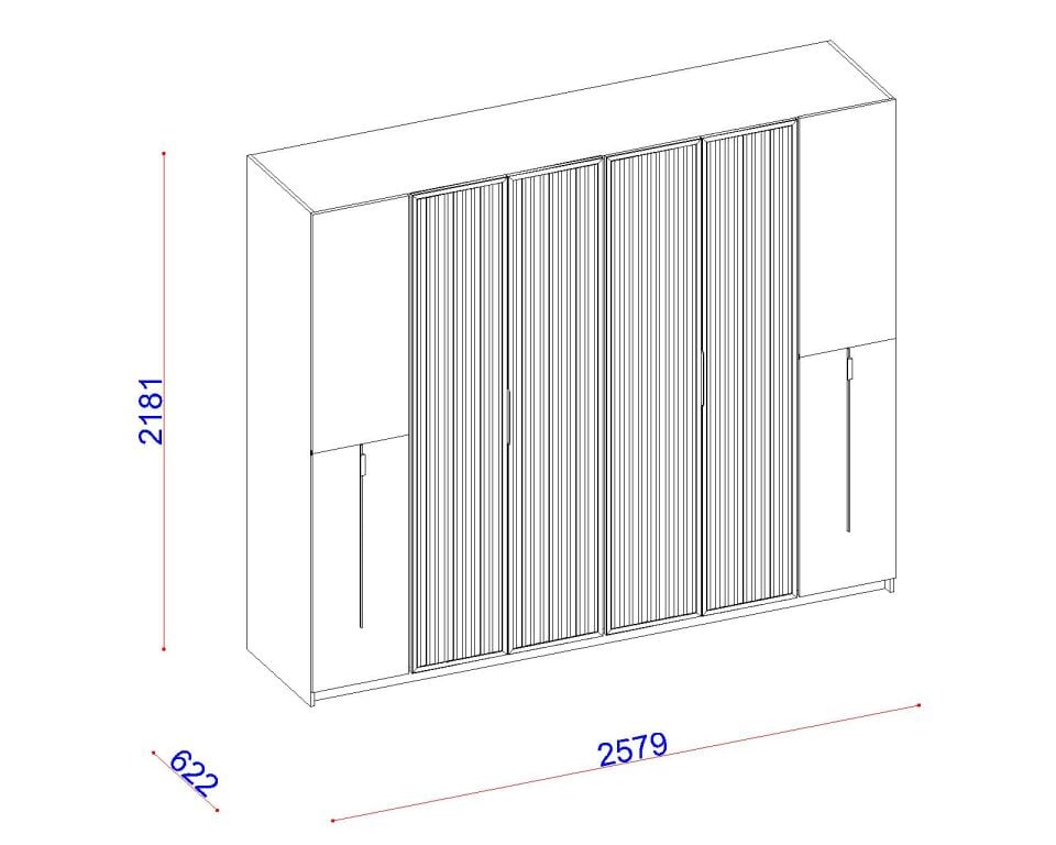 SUIT 6 KAPAKLI DOLAP (IPEK SIYAH-M. ROUGE-KAPLAN)