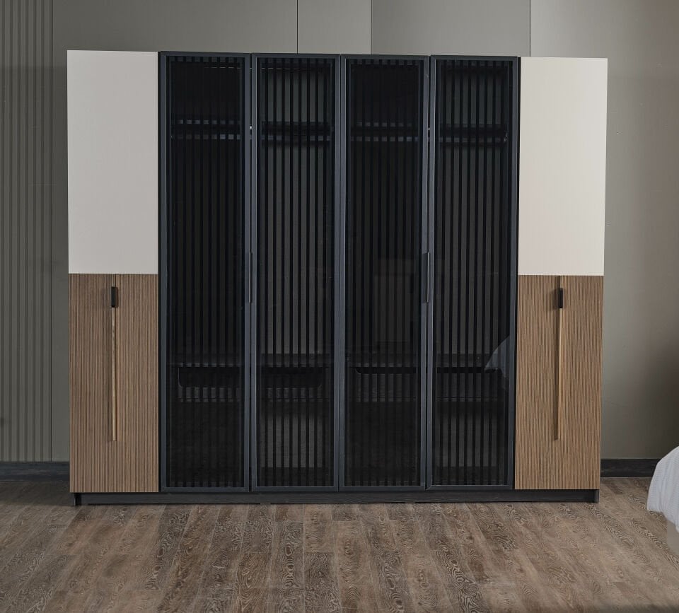 SUIT 6 KAPAKLI DOLAP (IPEK SIYAH-M. ROUGE-KAPLAN)