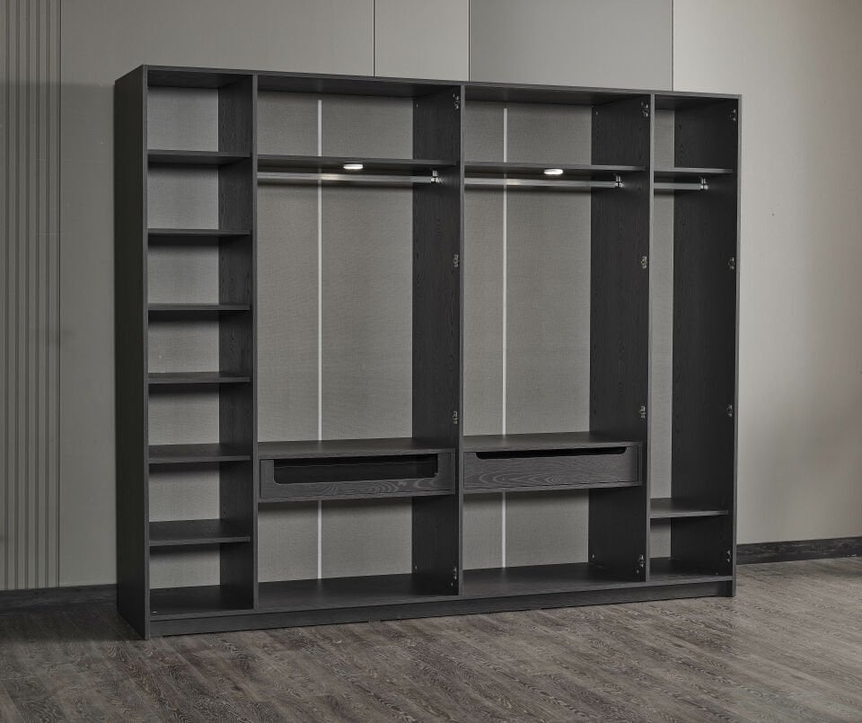 SUIT 6 KAPAKLI DOLAP (IPEK SIYAH-M. ROUGE-KAPLAN)