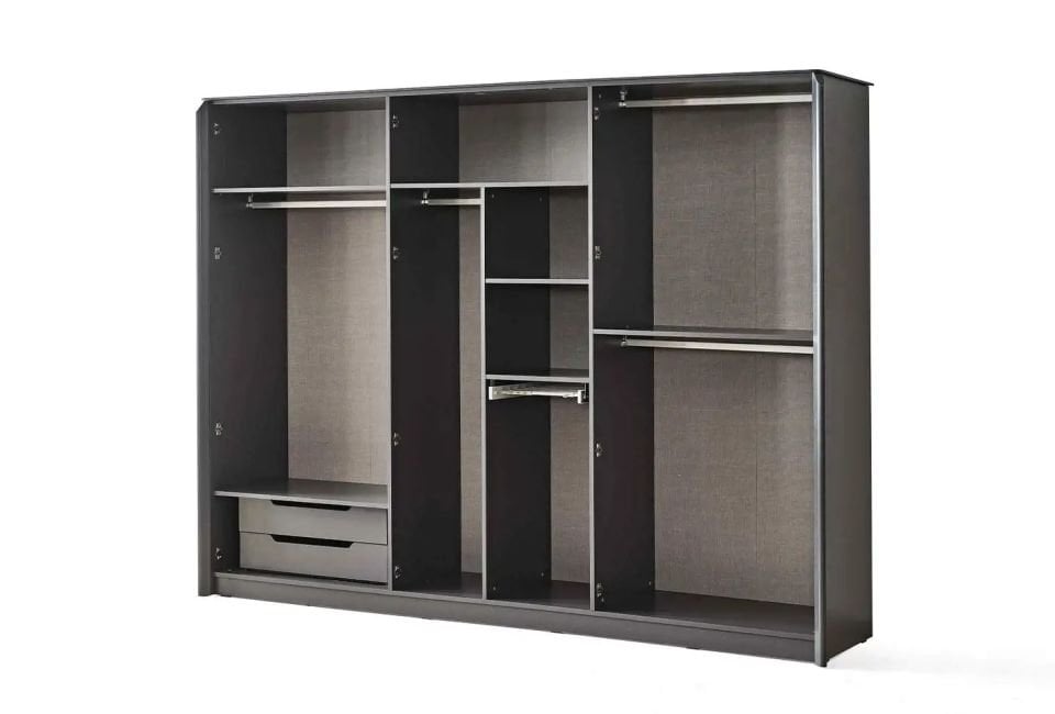 SALLY 6 KAPAKLI DOLAP (ANTRASIT GRI-M. KROM)