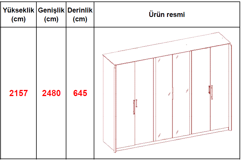 SALLY 6 KAPAKLI DOLAP (ANTRASIT GRI-M. KROM)