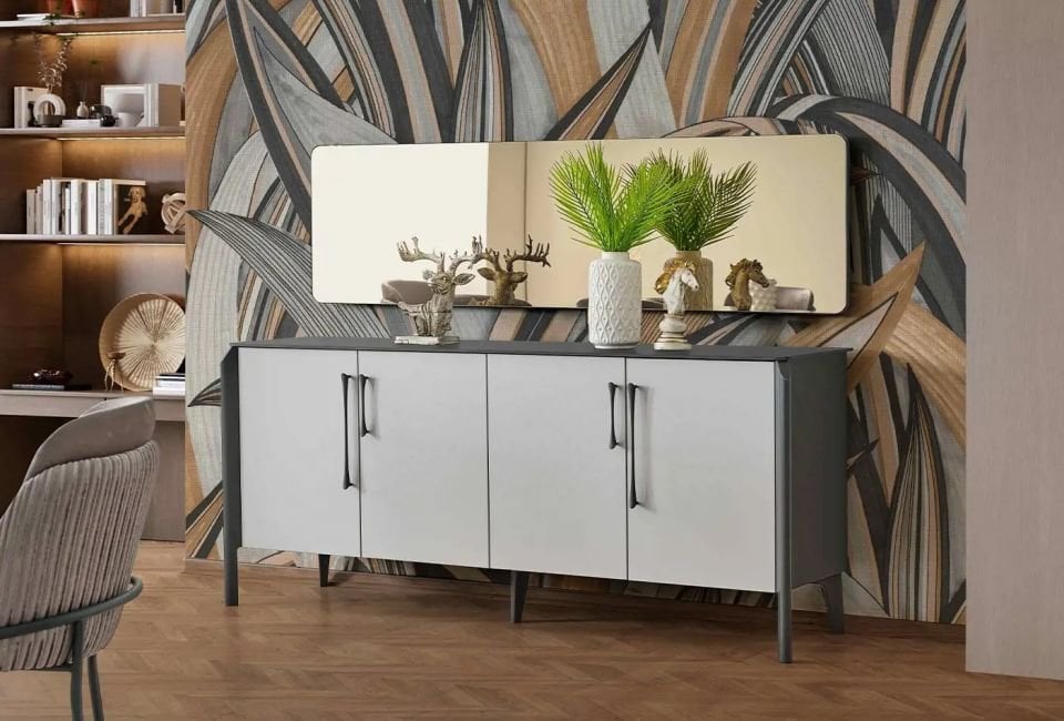 SALLY KONSOL AYNA (ANTRASIT GRI-M. KROM)