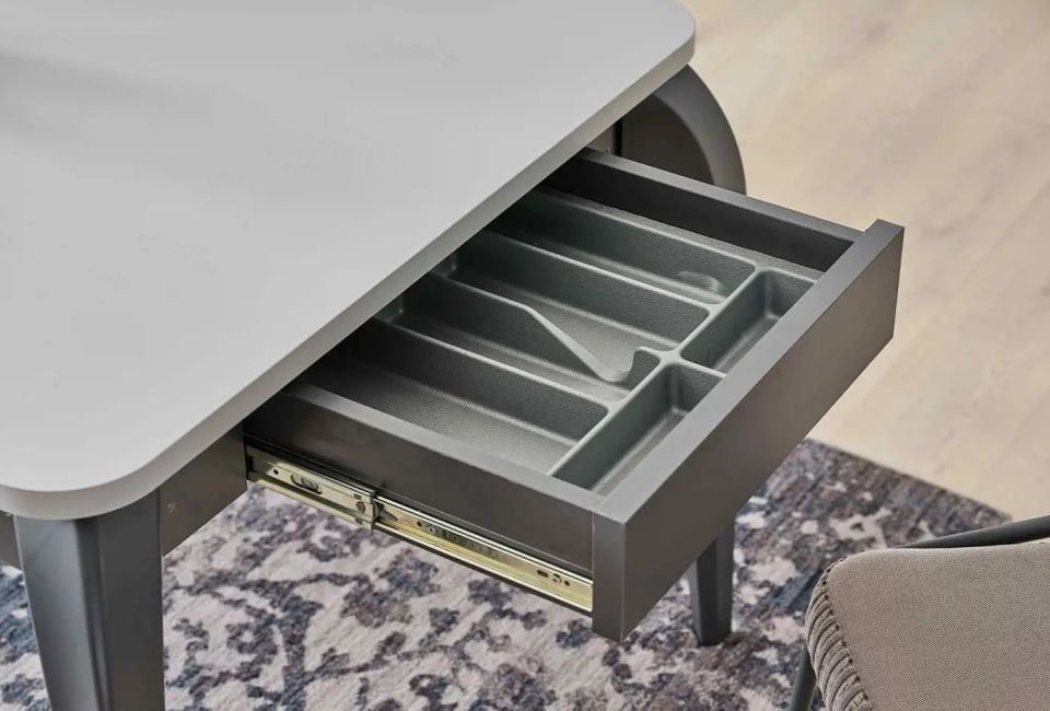 SALLY ORT. KITABELI YEMEK MASASI (ANTRASIT GRI-M. KROM)