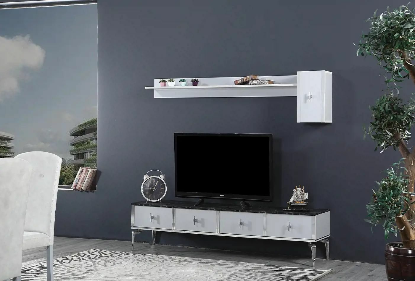 ORLANDO DUVAR ÜNİTESİ TAKIMI (METALIK KROM - LOTUS)