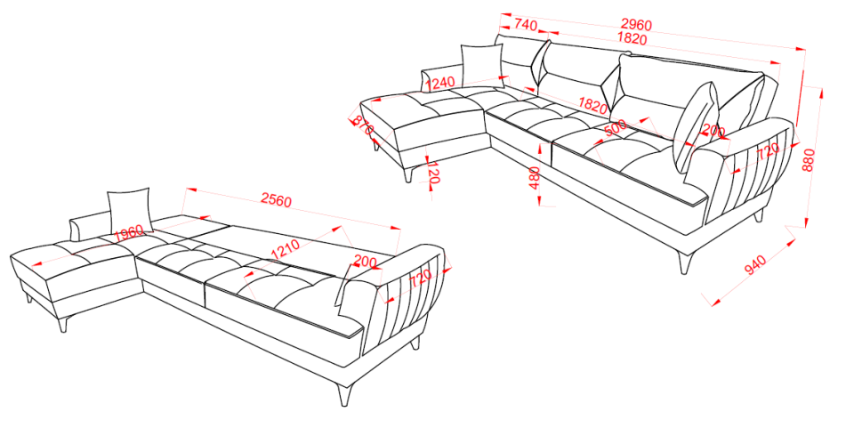 SUNRISE KÖŞE TAKIMI (3 LU SAG+2 LI SOL UZANMA)