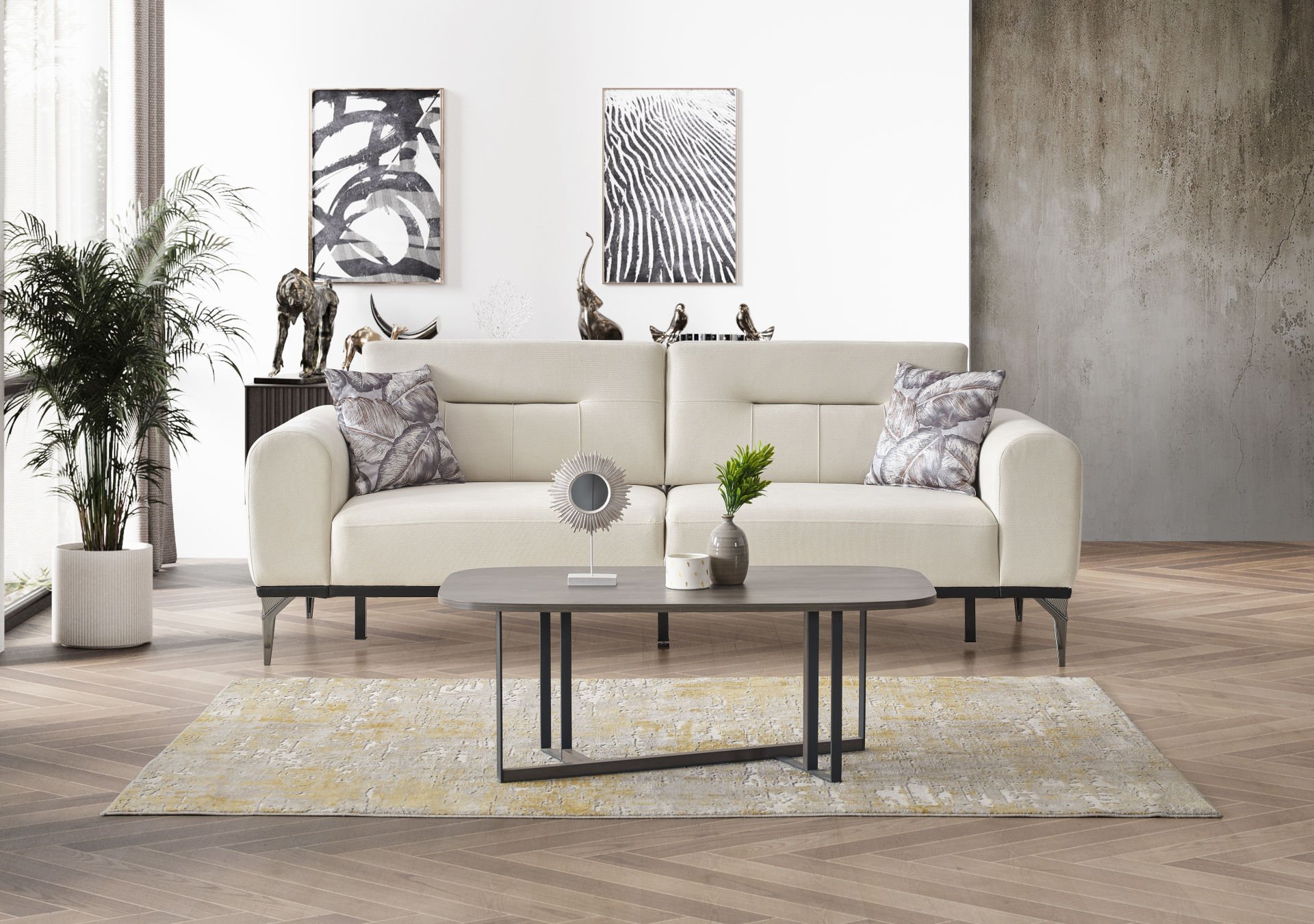 İBİZA ÜÇLÜ KOLTUK(KREM)